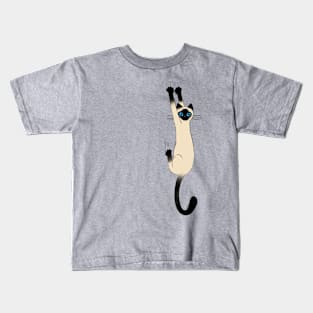 Siamese Cat Hanging On Funny Cat Holding on with Claws Kids T-Shirt